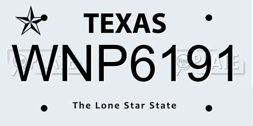 WNP6191 Texas License Plate
