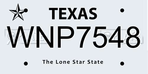 WNP7548 Texas License Plate