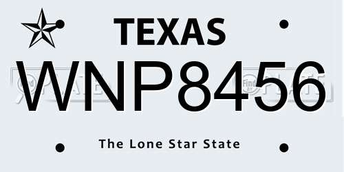 WNP8456 Texas License Plate