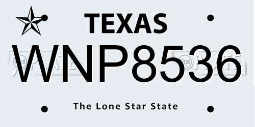 WNP8536 Texas License Plate