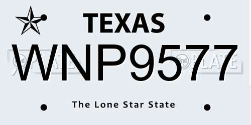 WNP9577 Texas License Plate