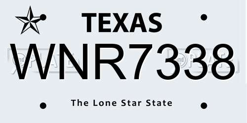WNR7338 Texas License Plate