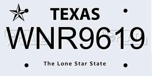 WNR9619 Texas License Plate