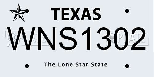 WNS1302 Texas License Plate