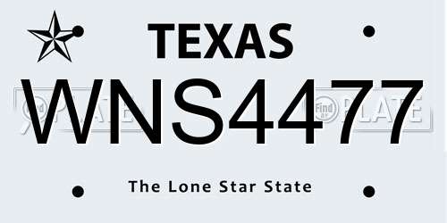 WNS4477 Texas License Plate