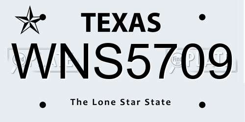 WNS5709 Texas License Plate