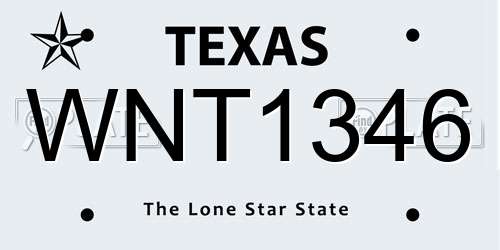 WNT1346 Texas License Plate