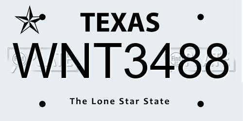 WNT3488 Texas License Plate