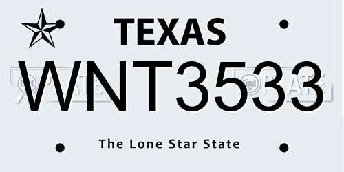 WNT3533 Texas License Plate