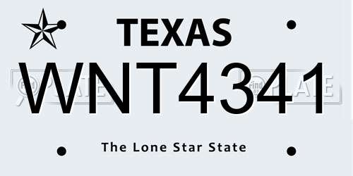 WNT4341 Texas License Plate