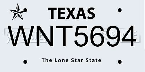 WNT5694 Texas License Plate