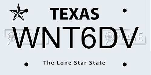 WNT6DV Texas License Plate