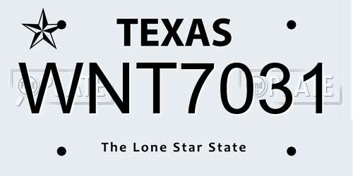 WNT7031 Texas License Plate