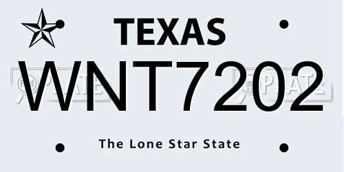 WNT7202 Texas License Plate