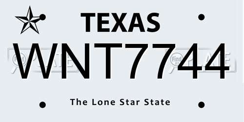 WNT7744 Texas License Plate