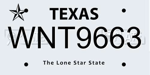 WNT9663 Texas License Plate