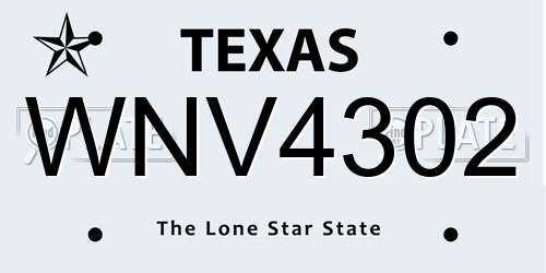 WNV4302 Texas License Plate