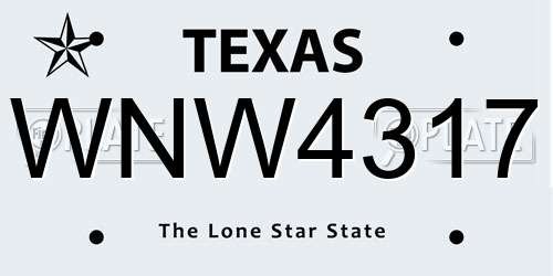 WNW4317 Texas License Plate