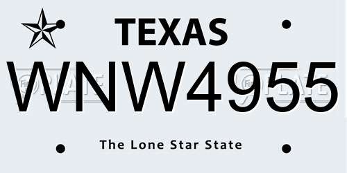 WNW4955 Texas License Plate