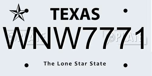 WNW7771 Texas License Plate