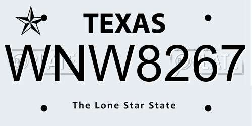 WNW8267 Texas License Plate