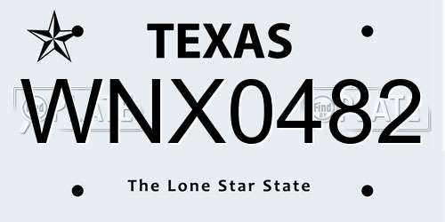 WNX0482 Texas License Plate
