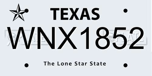 WNX1852 Texas License Plate