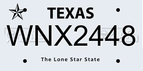 WNX2448 Texas License Plate