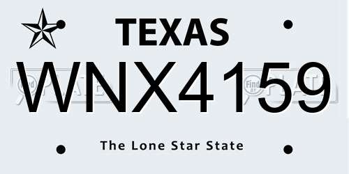 WNX4159 Texas License Plate