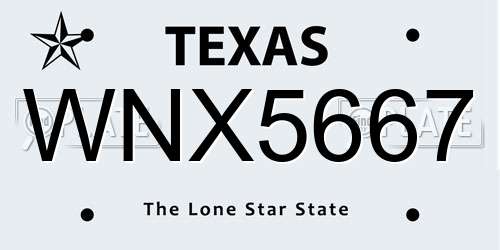WNX5667 Texas License Plate