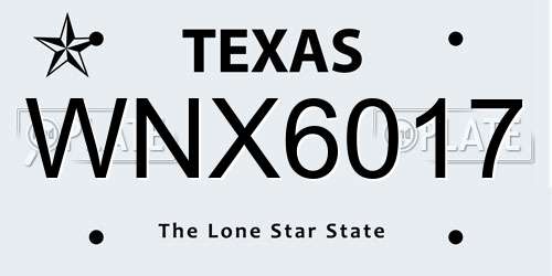 WNX6017 Texas License Plate