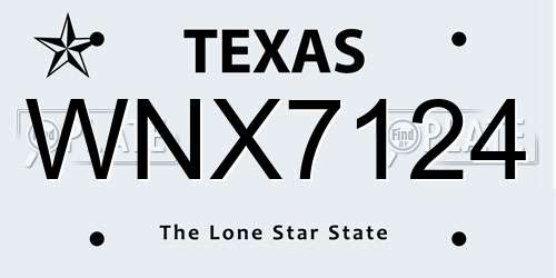 WNX7124 Texas License Plate