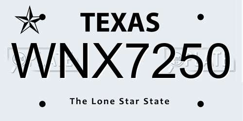 WNX7250 Texas License Plate