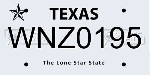 WNZ0195 Texas License Plate