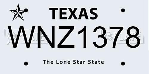 WNZ1378 Texas License Plate