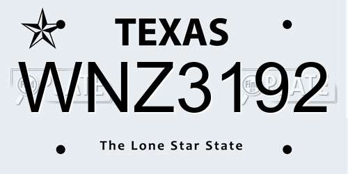 WNZ3192 Texas License Plate