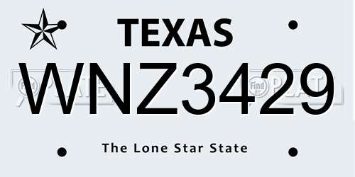 WNZ3429 Texas License Plate