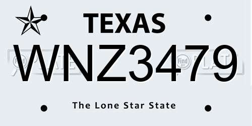 WNZ3479 Texas License Plate