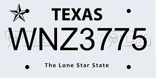 WNZ3775 Texas License Plate