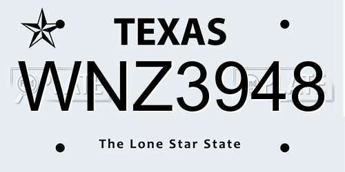 WNZ3948 Texas License Plate