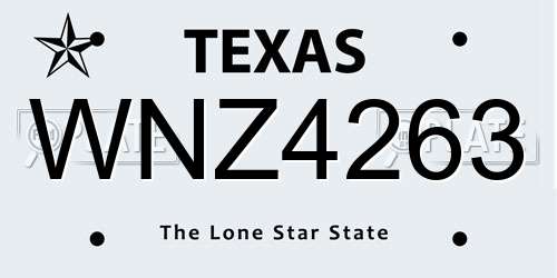 WNZ4263 Texas License Plate