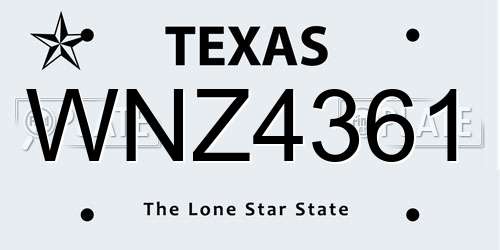 WNZ4361 Texas License Plate