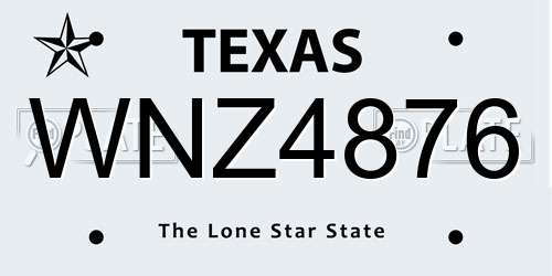 WNZ4876 Texas License Plate