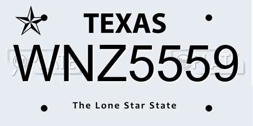 WNZ5559 Texas License Plate