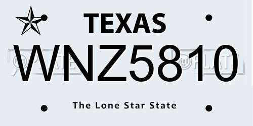 WNZ5810 Texas License Plate