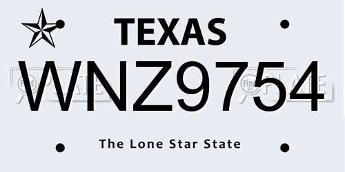 WNZ9754 Texas License Plate
