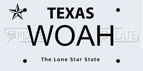 WOAH Texas License Plate