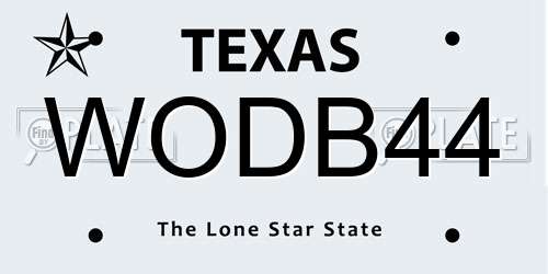 WODB44 Texas License Plate
