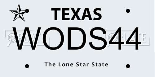 WODS44 Texas License Plate