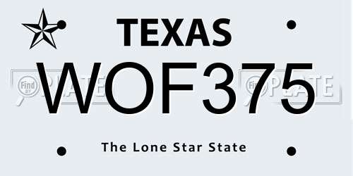 WOF375 Texas License Plate
